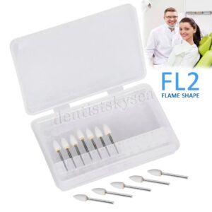 Crisp - 12Pcs Dental White Stone Porcelain Resin Handpiece Polishing Burs Fg Flame Fl2 - Image 3