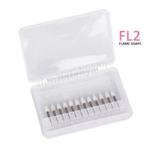 Crisp - 12Pcs Dental White Stone Porcelain Resin Handpiece Polishing Burs Fg Flame Fl2 - Image 4