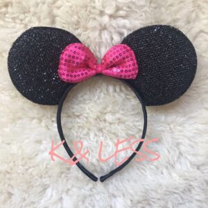 Minnie Mickey Mouse Ears Headbands 12Pcs Black Pink Bow Party Favors Birthday - Image 3