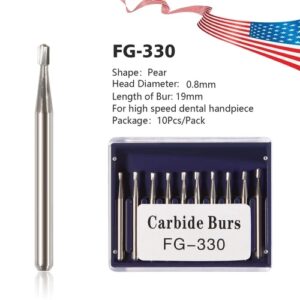 Crisp - Dental Round Carbide Steel Drills Burs Fg-330 Bur Fit High Speed Handpiece - Image 1