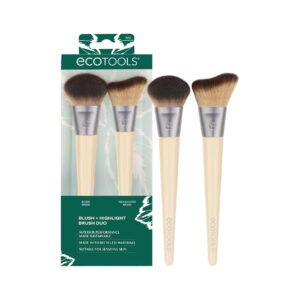 EcoTools Blush + Highlight Brush Duo, Face Makeup Brushes, 2 Piece Set - Image 1