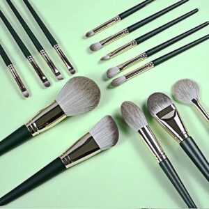 Makeup Brushes 14 Pcs Premium Synthetic Makeup Kit,Foundation Brush Eyeshadow Brush Make up Brushes Set Green - Image 5