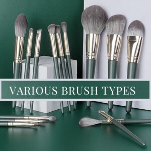 Makeup Brushes 14 Pcs Premium Synthetic Makeup Kit,Foundation Brush Eyeshadow Brush Make up Brushes Set Green - Image 6
