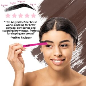 Vertex Beauty Eyebrow Brush Comb Duo Spoolie Eye Brow Thin Angled Makeup Brush Concealer Brush to Shape Arched Eyes Duo Brushes for Filling Pomade Gel Flat Defining Arches Eyeliner Stencil Contour Kit - Image 4