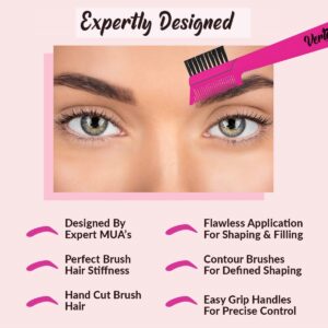 Vertex Beauty Eyebrow Brush Comb Duo Spoolie Eye Brow Thin Angled Makeup Brush Concealer Brush to Shape Arched Eyes Duo Brushes for Filling Pomade Gel Flat Defining Arches Eyeliner Stencil Contour Kit - Image 5