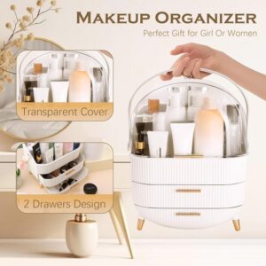 Makeup Organizers and Storage for Vanity Cosmetics Skincare Organizers with Lid and Drawers Display Cases for Countertop - Image 3