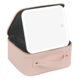Cosmetic Organizer with LED Mirror and Adjustable Dividers, Pink/Bronze, 8.75" x 4.75" x 10" - Image 4