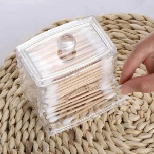 Cotton Swab Holder, Modern Clear Qtip Holder with Lid Cotton Swab Dispenser Q-tip Storage Organizer for Bathroom Countertop Vanity(No Cotton swabs) - Image 3