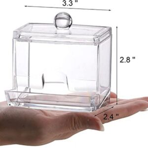 Cotton Swab Holder, Modern Clear Qtip Holder with Lid Cotton Swab Dispenser Q-tip Storage Organizer for Bathroom Countertop Vanity(No Cotton swabs) - Image 4