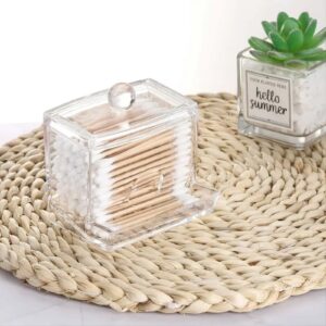Cotton Swab Holder, Modern Clear Qtip Holder with Lid Cotton Swab Dispenser Q-tip Storage Organizer for Bathroom Countertop Vanity(No Cotton swabs) - Image 7