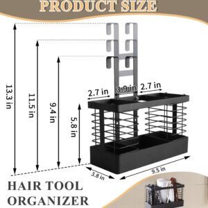 Cyrico Hair Tool Organizer, 3-in-1 Hair Dryer Holder, Blow Dryer Holder Adjustable Height, Metal Bathroom Organizer Wall Mount Cabinet Door for Hair Dryer, Curling Iron, Makeup, Black - Image 3