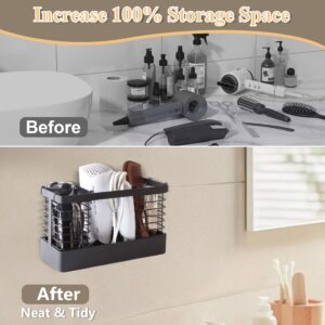 Cyrico Hair Tool Organizer, 3-in-1 Hair Dryer Holder, Blow Dryer Holder Adjustable Height, Metal Bathroom Organizer Wall Mount Cabinet Door for Hair Dryer, Curling Iron, Makeup, Black - Image 8