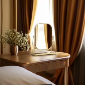 Mainstay Round Edge Tabletop Easel Mirror with a Modern Gold Finish Vanity Mirror 7" x 5" - Image 2