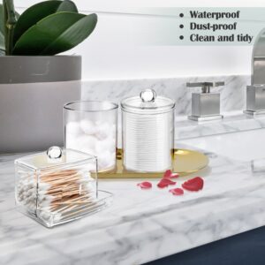 WeGuard 3PCS Qtip Holder and Cotton Ball Holder, 10 oz Clear Plastic Apothecary Jar Set for Bathroom Canister Storage Organization, Vanity Makeup Organizer - Image 3