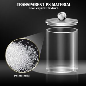 WeGuard 3PCS Qtip Holder and Cotton Ball Holder, 10 oz Clear Plastic Apothecary Jar Set for Bathroom Canister Storage Organization, Vanity Makeup Organizer - Image 4