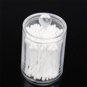XEOVHV 1 Pack Qtip Holder Dispenser for Cotton Ball, Cotton Swab, Cotton Round Pads, Floss - 10 oz Clear Plastic Apothecary Jar Set for Bathroom Canister Storage Organization, Vanity Makeup Organizer - Image 6