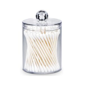 XEOVHV 1 Pack Qtip Holder Dispenser for Cotton Ball, Cotton Swab, Cotton Round Pads, Floss - 10 oz Clear Plastic Apothecary Jar Set for Bathroom Canister Storage Organization, Vanity Makeup Organizer - Image 8