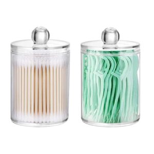 XEOVHV 1 Pack Qtip Holder Dispenser for Cotton Ball, Cotton Swab, Cotton Round Pads, Floss - 10 oz Clear Plastic Apothecary Jar Set for Bathroom Canister Storage Organization, Vanity Makeup Organizer - Image 9