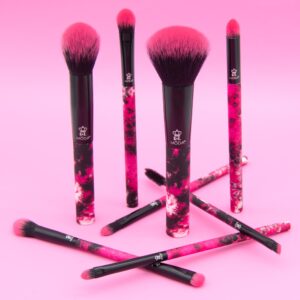 Moda Brush Neon Pink Tie Dye 8pc Makeup Brush Kit - Image 3