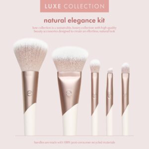 EcoTools Luxe Natural Makeup Brush Set, for Face, Cheek, and Eye Makeup, 5 Piece Set - Image 3