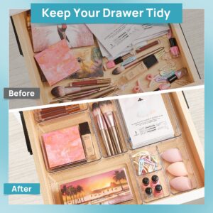 Vtopmart 26 PCS Clear Plastic Stackable Organizer Bins,Makeup Drawer Organizers and Vanity Organizer - Image 3