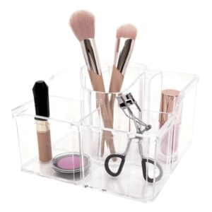 Equate Clear Makeup & Beauty Accessories Organizer with 6 Compartments, Size 7" x 7" x 4" - Image 3