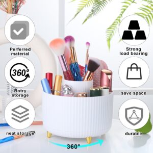AOWOO Makeup Brush Holder Organizer, 360 Degree Rotating Brush Holder, Eye Shadow Brush Lipstick Case, Cosmetic Storage, 5 Slot Makeup Brushes Cup Tray for Bathroom, Desk Storage(White) - Image 6