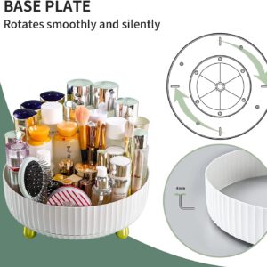 360° Rotating Makeup Organizer - Large White Cosmetic Storage with Perfume Tray for Dresser & Bathroom | Spacious Vanity Organizer for Jewelry & Skincare Essentials - Image 6