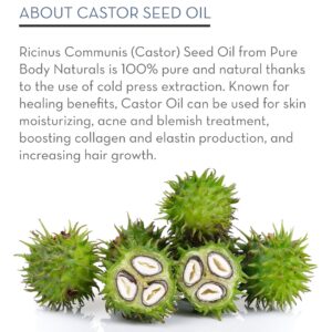Castor Oil for Eyelashes and Eyebrows - Brow and Lash Growth Serum - 1 fl oz - Pure Body Naturals - Image 4