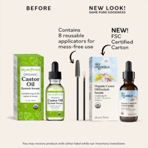 Sky Organics Organic Castor Oil Eyelash Serum for Fuller-Looking Lashes and Brows, 1 fl oz - Image 5