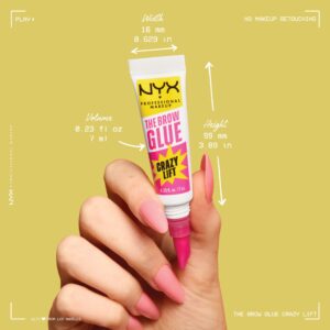 NYX Professional Makeup The Brow Glue Crazy Lift, Shaping Flake-Proof Eyebrow Gel, 24 Hour Hold, Clear, 0.23 fl oz - Image 11