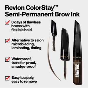 Revlon ColorStay Semi-Permanent Brow Ink Waterproof Eyebrow Enhancer Gel, 352 Soft Brown Ink, 0.09 fl oz. - Image 4