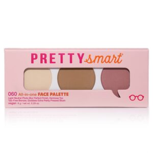 Pretty Smart All-in-one Face Palette 060, Light Neutral Photo Blur Perfect Finish, Hermosa Too Talc-Free Bronzer, Goddess Extra Pretty Pressed Blush, 8g