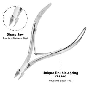 Huauoo 3-Piece Stainless Steel Cuticle Nipper Kit with Full Jaw Nipper, Pusher & Remover, Silver - Image 2