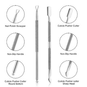 Huauoo 3-Piece Stainless Steel Cuticle Nipper Kit with Full Jaw Nipper, Pusher & Remover, Silver - Image 3