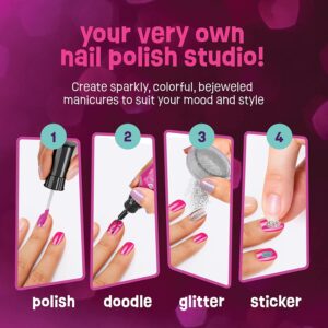 Pretty Me Nail Art Studio for Girls - Nail Polish Kit for Kids Ages 7-12 Years Old - Girl Gifts Ideas - Girls Nails Gift Set - Cool Girly Stuff - Polish, Pens, Glitter, Stickers, Gems, Filer - Image 4