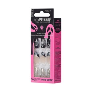KISS imPRESS Press-On Manicure Halloween, Black, Medium Length, Almond Shape, 'Jump Scare', 33 Ct. - Image 8