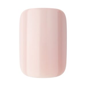 Kiss Salon Color Short Square Press-on Nails with Glue, Beige Solid, 28 Pieces - Image 5