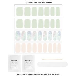 Dashing Diva Glaze LED Semi-Cured Gel Nail Strips, Emerald Marble, 32 Count - Image 3