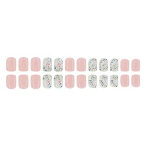 JZROCKER 24Pcs Square Press on Nails Glossy Designs French Fake Nails Acrylic False Nails,Artificial Nails Glues on Nails Women - Image 3
