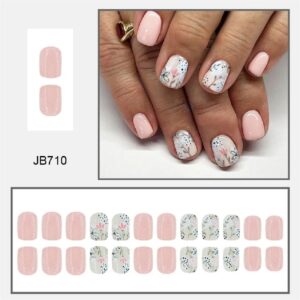 JZROCKER 24Pcs Square Press on Nails Glossy Designs French Fake Nails Acrylic False Nails,Artificial Nails Glues on Nails Women - Image 5
