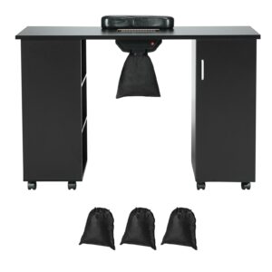 KFFKFF Manicure Table Nail Desk for Nail Tech, Nail Table Beauty Salon Tech Station, Moveable Nail Tech Desk with 8 Wheels (4 Lockable), 3 Dust Bag & Wrist Rest, MDF Nail Art Workstation - Image 9