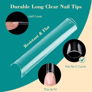 504PCS 3XL Tapered Square Nail Tips, Clear Nail Tips for Acrylic Nails Professional, Half Cover Extra Long False Nail Tips Fake Artificial Nail Extension French Nails for Nail Salon Home DIY,12 Sizes - Image 4