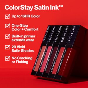 Revlon ColorStay Satin Ink Crown Jewels Long Lasting Lipstick with Vitamin E, 035 Reigning Red, 0.17 fl oz. - Image 3