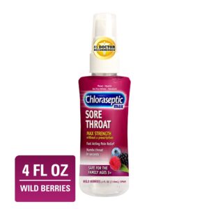 Chloraseptic Max Strength Sore Throat Spray, Wild Berries Flavor Throat Remedy, 4 fl oz - Image 1