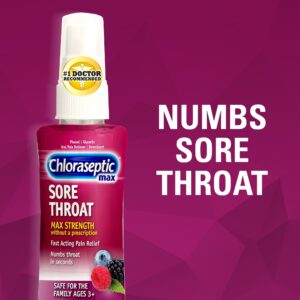 Chloraseptic Max Strength Sore Throat Spray, Wild Berries Flavor Throat Remedy, 4 fl oz - Image 2