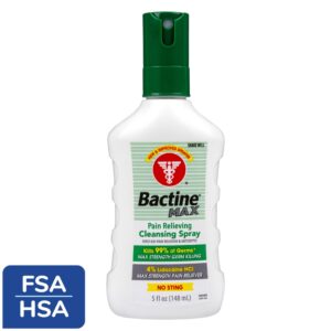 Bactine Max First Aid Spray Pain Relief Cleansing with 4% Lidocaine Kills 99.9% of Germs, 5 fl oz - Image 1