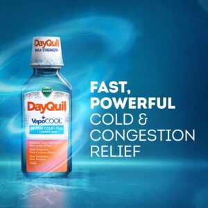 Vicks DayQuil Severe Cold and Flu Liquid, Cold and Flu Medicine for Adults, VapoCool, 12 Fl oz - Image 3