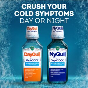 Vicks DayQuil Severe Cold and Flu Liquid, Cold and Flu Medicine for Adults, VapoCool, 12 Fl oz - Image 7