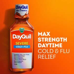 Vicks DayQuil Severe Cold and Flu Liquid, Cold and Flu Medicine for Adults, VapoCool, 12 Fl oz - Image 11